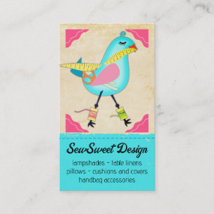 bird seamstress sewing notions craft show business card