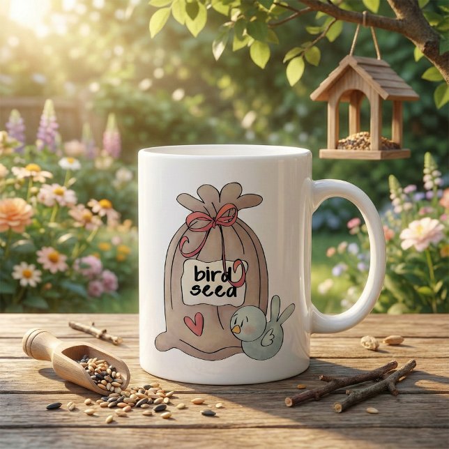 Bird Seed Bag with Bow and Heart  Coffee Mug (Creator Uploaded)