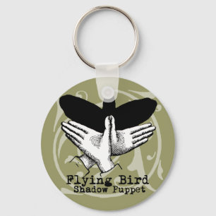 Bird Shadow Puppet Hand Vintage Key Ring