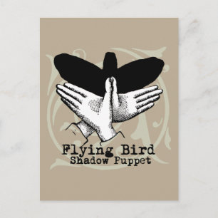 Bird Shadow Puppet Hand Vintage Postcard
