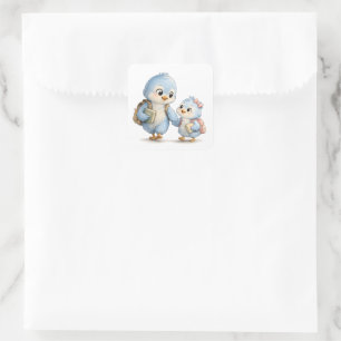 Bird Siblings Square Sticker