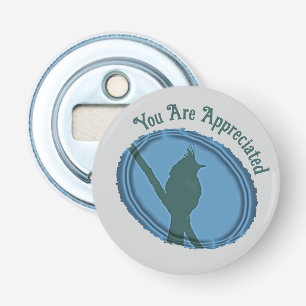 Bird Silhouette Appreciation Blue Grey Thank You Bottle Opener