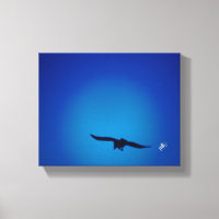 Bird Silhouette Blue Sky Cyan Glow Art