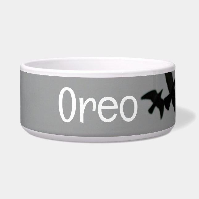 Bird Silhouette Pet Bowl with OREO Text (Front)