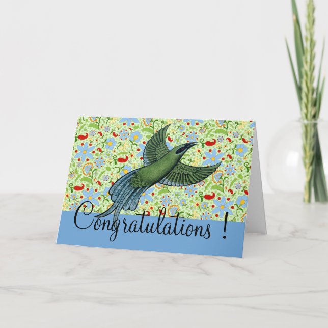 Bird Simply Flowers - Congratulations Card (Front)