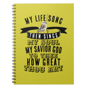 Bird Singing How Great Thou Art Mustard Yellow Notebook