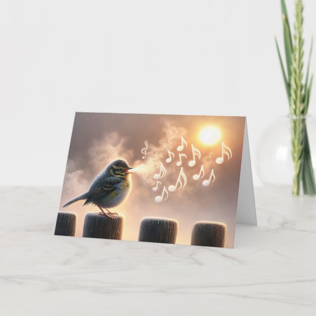 Bird Singing In Morning Sunshine Birthday Card (Front)