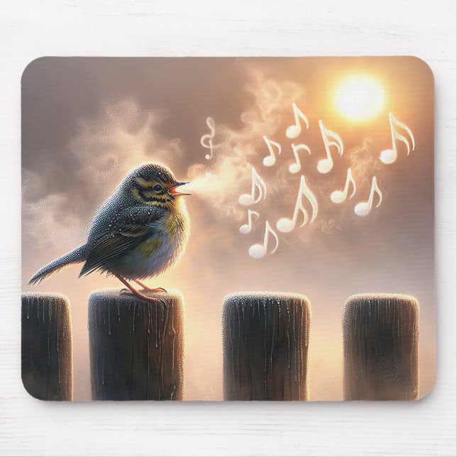 Bird Singing In Morning Sunshine Mouse Pad (Front)