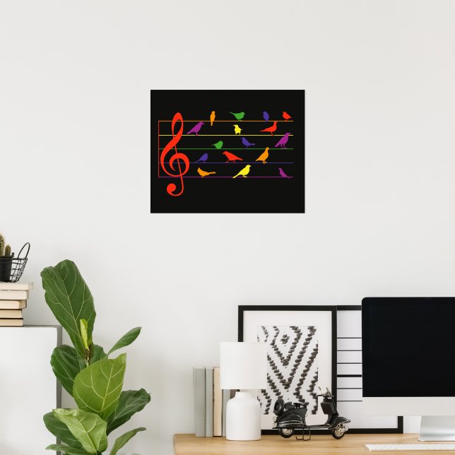 Bird Song, colorful design Poster (Home Office)