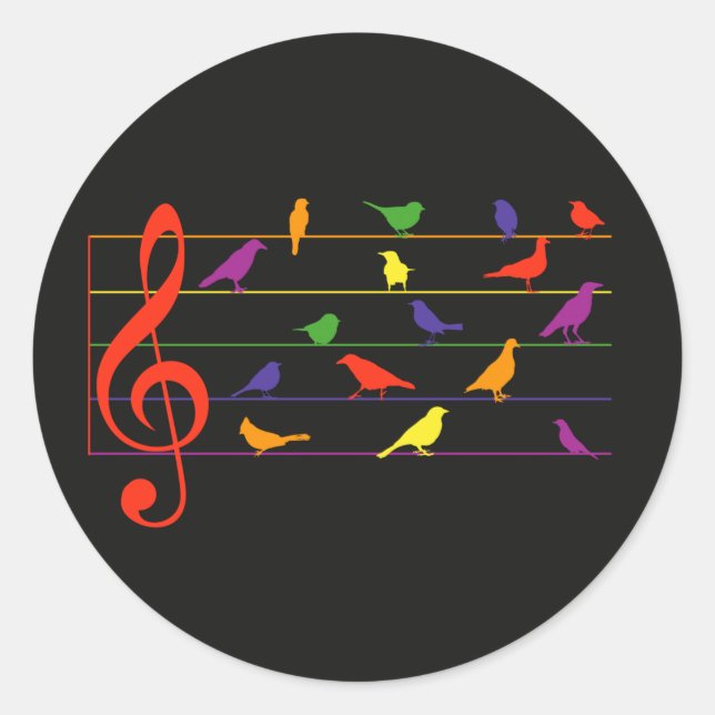 Bird Song, colourful design Classic Round Sticker (Front)