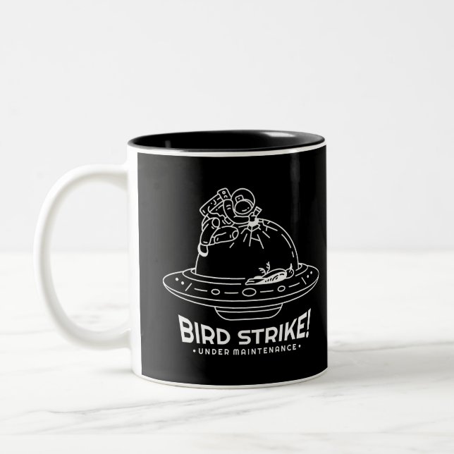 Bird Strike Ufo Two-Tone Coffee Mug (Left)