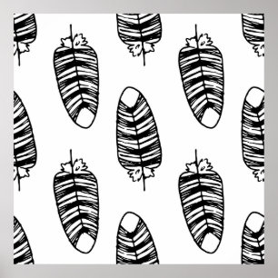 Bird striped feather pattern. Seamless pattern of Poster