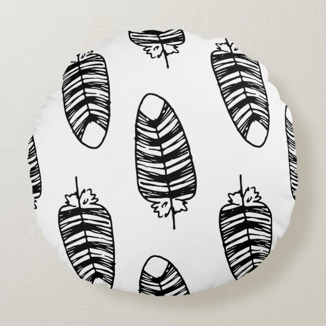 Bird striped feather pattern. Seamless pattern of  Round Cushion (Front)