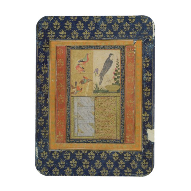 Bird study and calligraphy, Golconda, Andhra Prade Magnet (Vertical)