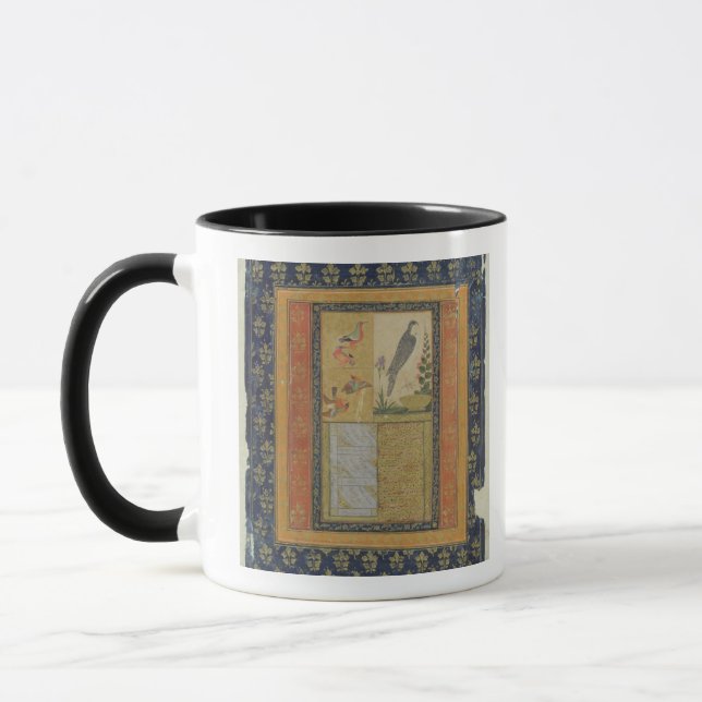 Bird study and calligraphy, Golconda, Andhra Prade Mug (Left)
