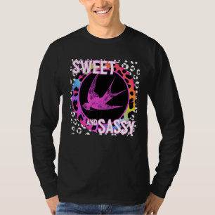 Bird Swallow 90s Nostalgia Rainbow Leopard Print T T-Shirt