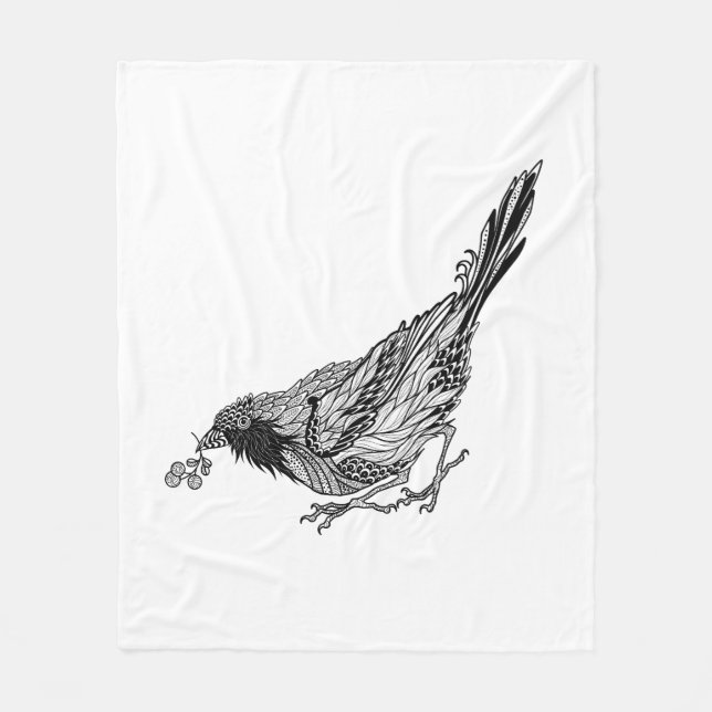 Bird Tattoo Fleece Blanket (Front)