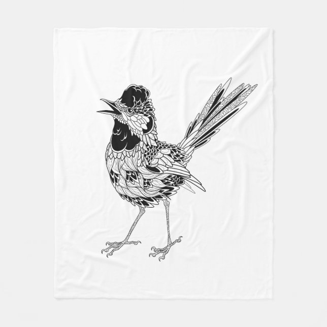 Bird Tattoo Fleece Blanket (Front)
