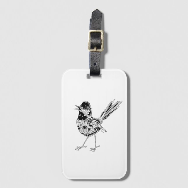 Bird Tattoo Luggage Tag (Front Vertical)