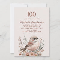Bird Terracotta Pink 100th Birthday
