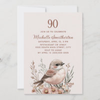 Bird Terracotta Pink 90th Birthday