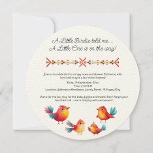 Bird-Themed Baby Shower Cute Watercolor Invitation