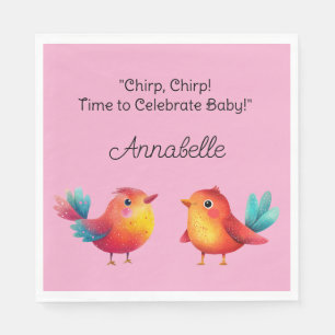 Bird-Themed Baby Shower Cute Watercolor Napkin