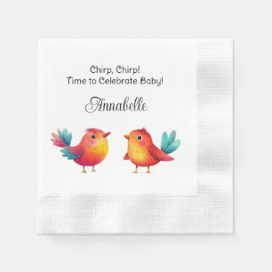Bird-Themed Baby Shower Cute Watercolor Napkin