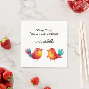 Bird-Themed Baby Shower Cute Watercolor Napkin