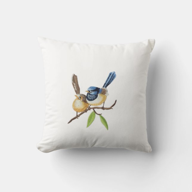 Bird  throw pillows imitating embroidery effects (Front)