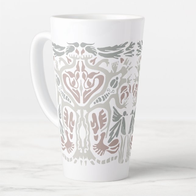Bird Tree Art Nouveau Style drawing  Latte Mug (Left Angle)