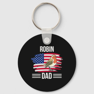 Bird Us Flag 4th Of July Father's Day Robin Dad Key Ring