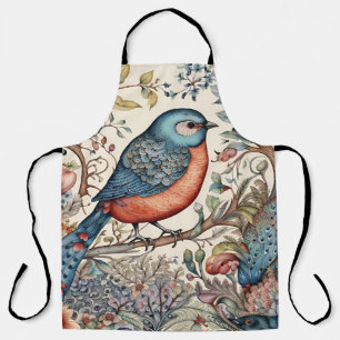 Bird, Vintage Scandinavian fabric design Apron