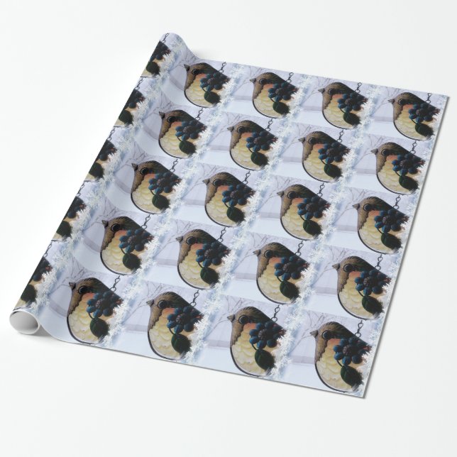 Bird Waiting for Spring Wrapping Paper (Unrolled)