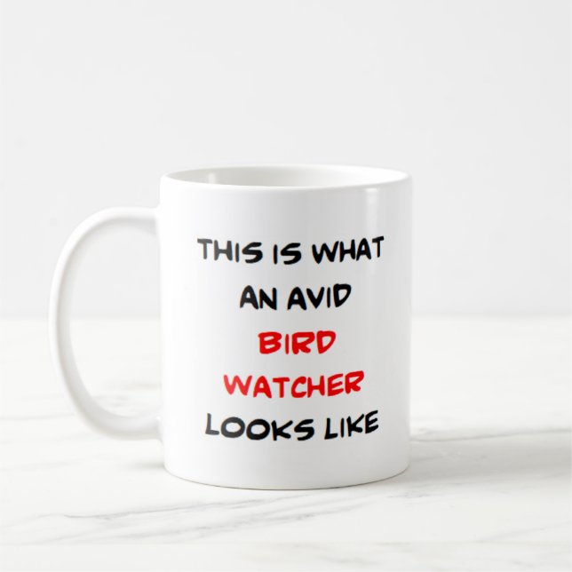 bird watcher, avid coffee mug (Left)