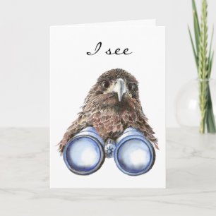 Bird Watcher Birthday Animal Humour watercolor Card
