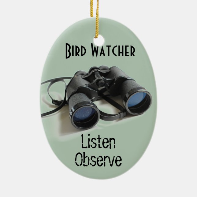 Bird Watcher Ceramic Ornament (Back)