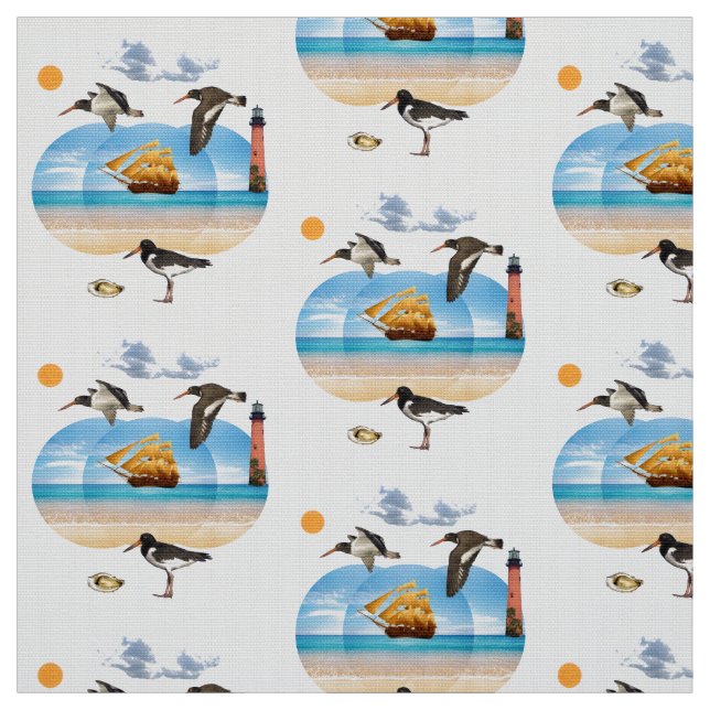 Bird Watcher Oystercatchers Fabric (Swatch)