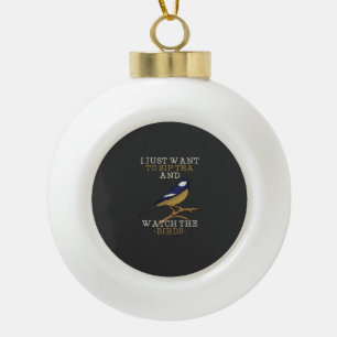 Bird Watching  Ceramic Ball Christmas Ornament