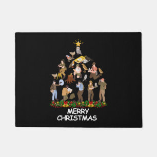 Bird Watching Christmas Tree Merry Christmas Doormat