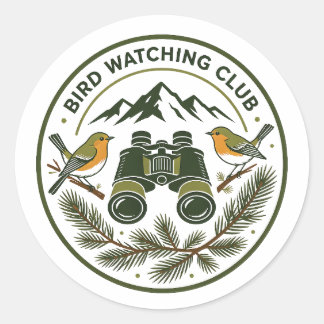 BIRD WATCHING CLUB CLASSIC ROUND STICKER