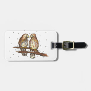 Bird Watching Lovebirds Red Tailed Hawks Snow Luggage Tag