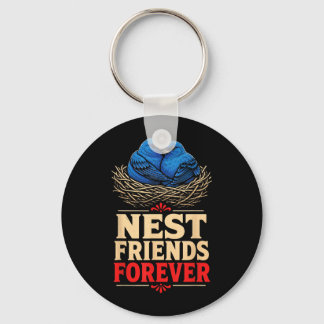 Bird Watching Nest Friends Forever Indigo Bunting Key Ring