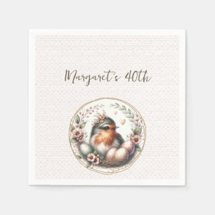Bird Watercolor  Napkin