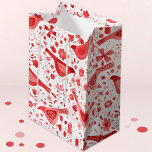 Bird Watercolor Red Christmas Holidays Medium Gift Bag<br><div class="desc">Modern watercolor painting of red and white birds and flowers.  A pretty and festive pattern,  perfect for Christmas and the winter Holidays.  Original art by Nic Squirrell.</div>
