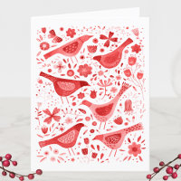 Bird Watercolor Red
