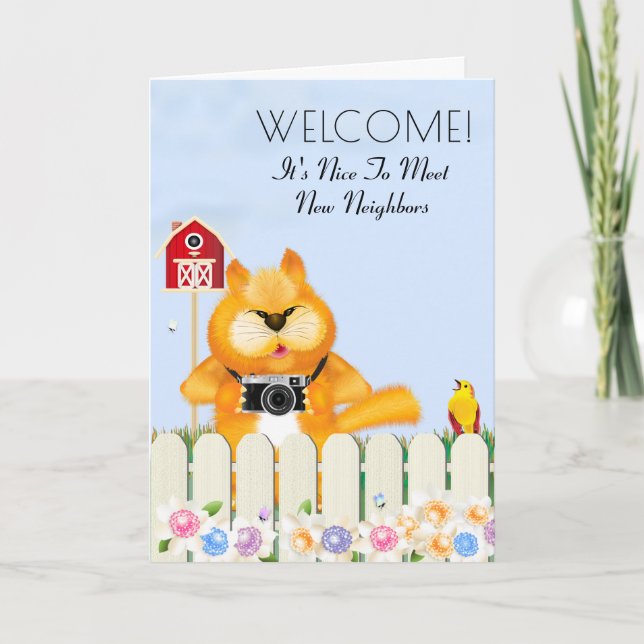 Bird Welcomes Cat To The Neighbourhood | New Home Card (Front)