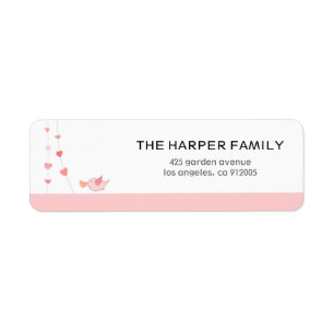 Bird with a heart Valentine's Day Return Address Label
