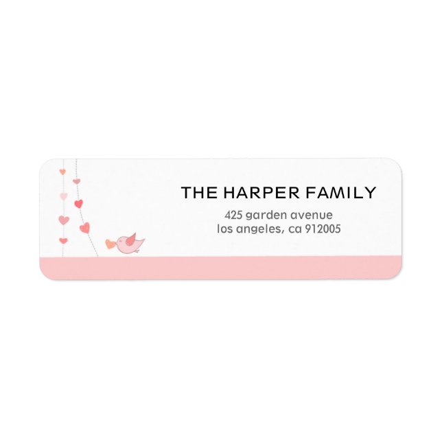 Bird with a heart Valentine's Day Return Address Label (Front)