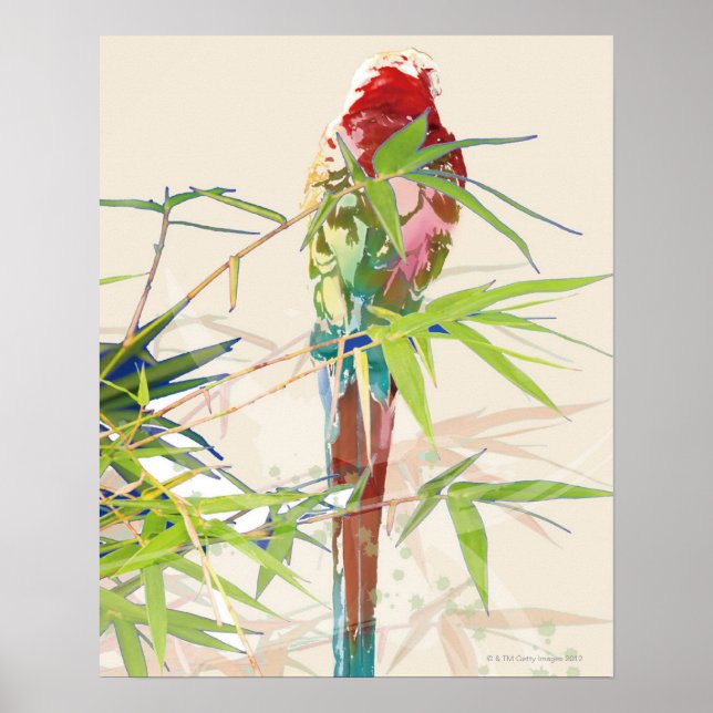 Bird with Bamboo Leaves Poster (Front)